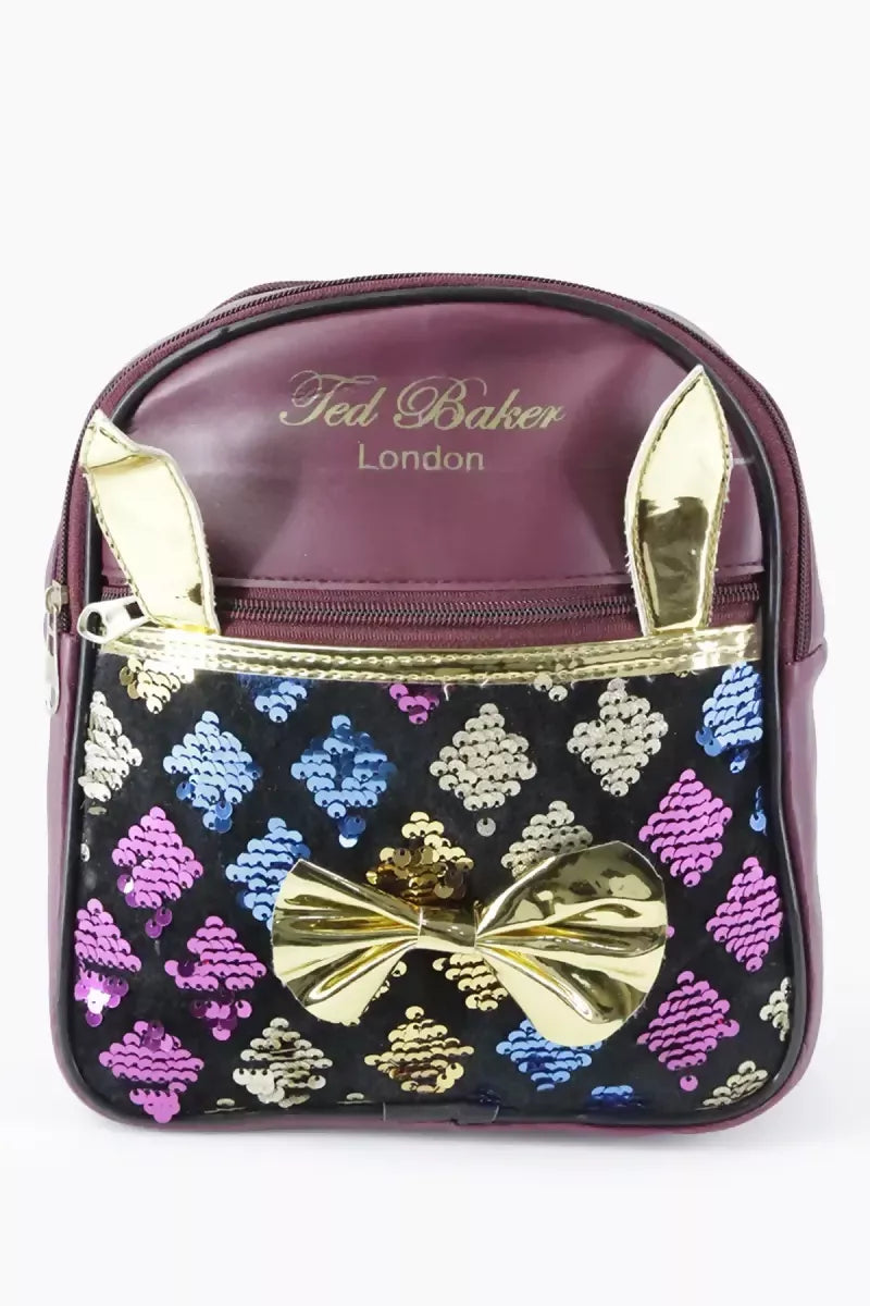 Girl's Sequin Mini Shoulder Backpack - Wine