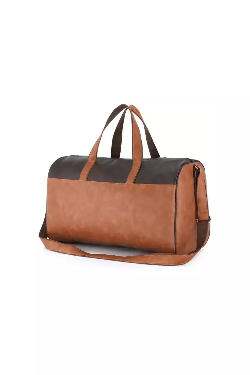 Premium Leatherette Travel Duffle Bag for Unisex - Tan
