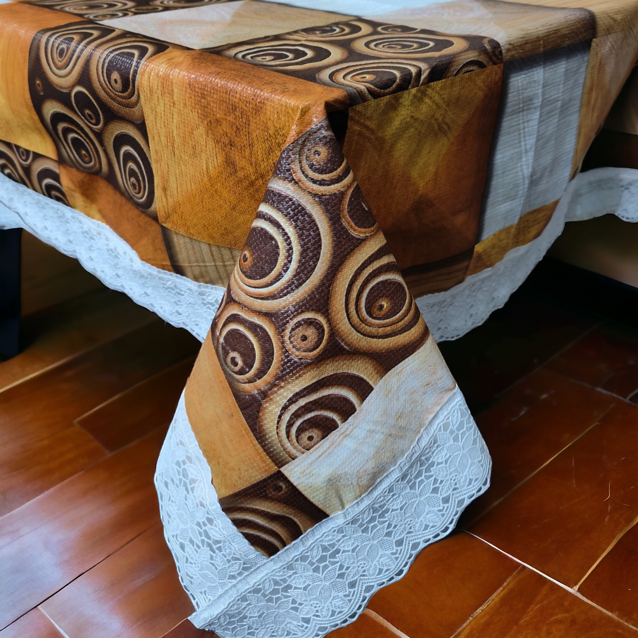 Mopak Decor Lace Table Cover – Gold, Rectangular Design