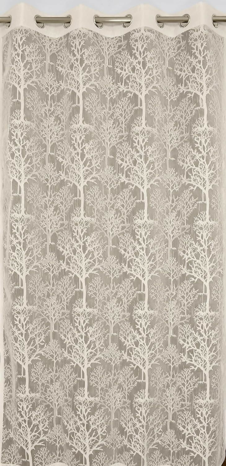 Fabrilia Cream Sheer Net Door Curtains – Semi-Transparent, 7 Feet Long, Set of 2