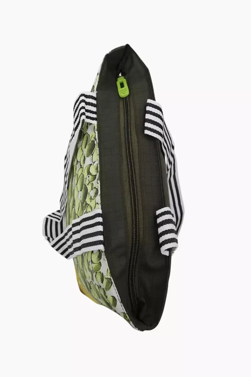 Tree Printed Canvas Tote Hand Bag for Girls (Lime Green)