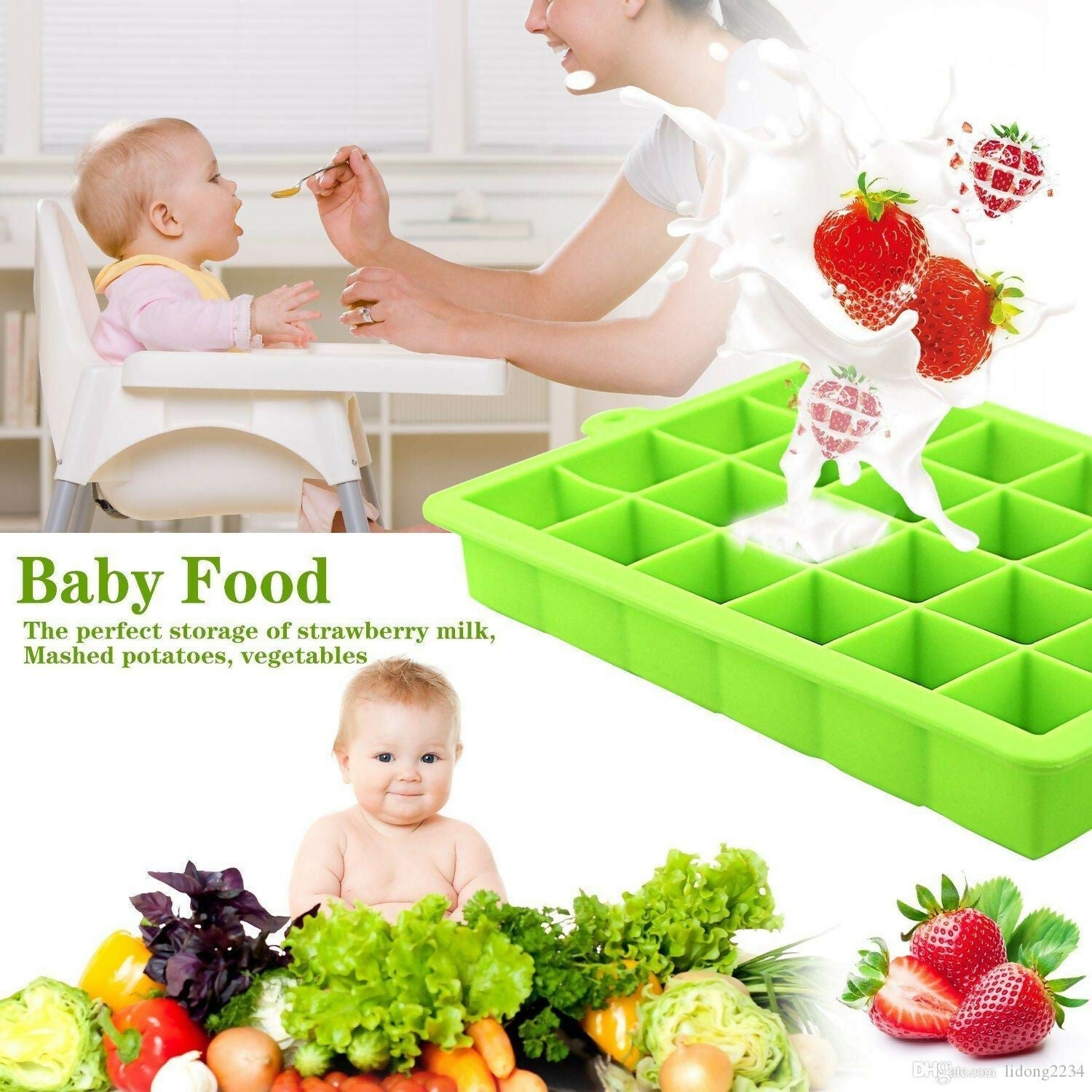 24-Cube Silicone Ice Tray Flexible Mold for Ice,Pudding & Chocolate
