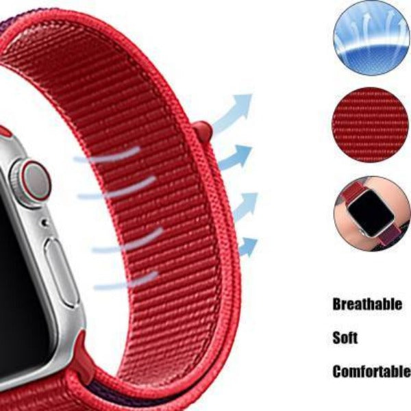 Red Nylon Strap For Apple Watch Series 4 (38mm/40mm/41mm)