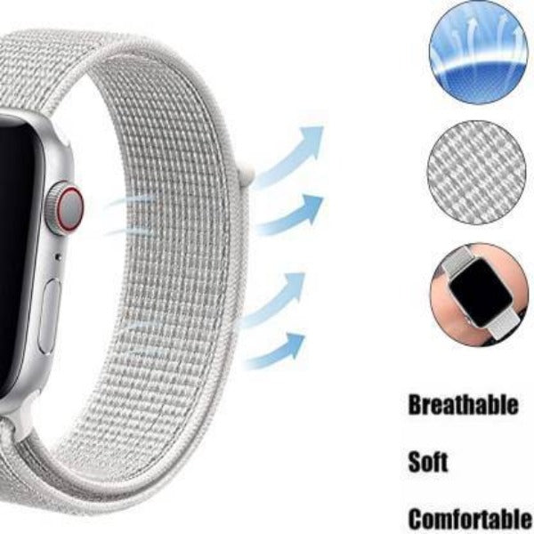 White Nylon Strap For Apple Watch Series 4 (42mm/44mm/45mm/46mm/49mm)