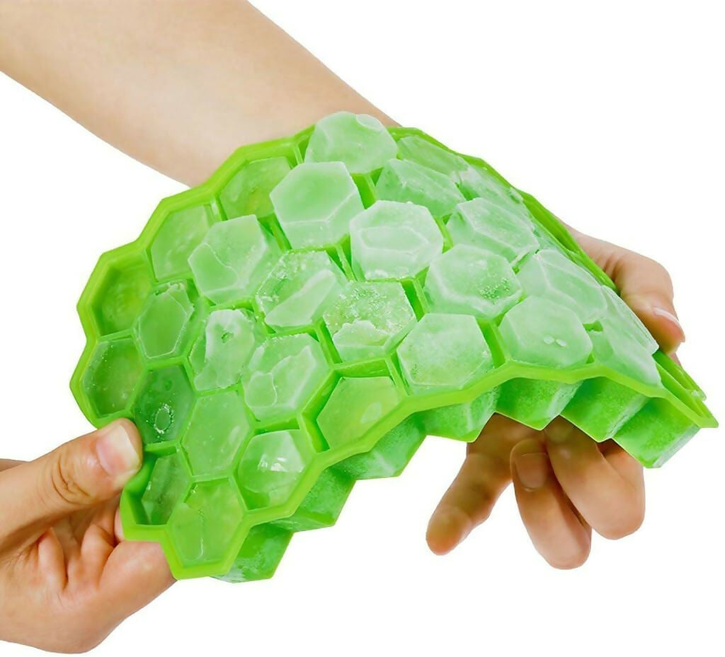 Silicone Honeycomb Ice Cube Tray – 37 Hexagon Cavities, Reusable Ice Mold for Home & Bar Use (Multi color, Single piece)