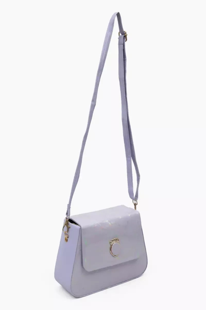 Marble printed Box Sling Bag for Girls - Lavender