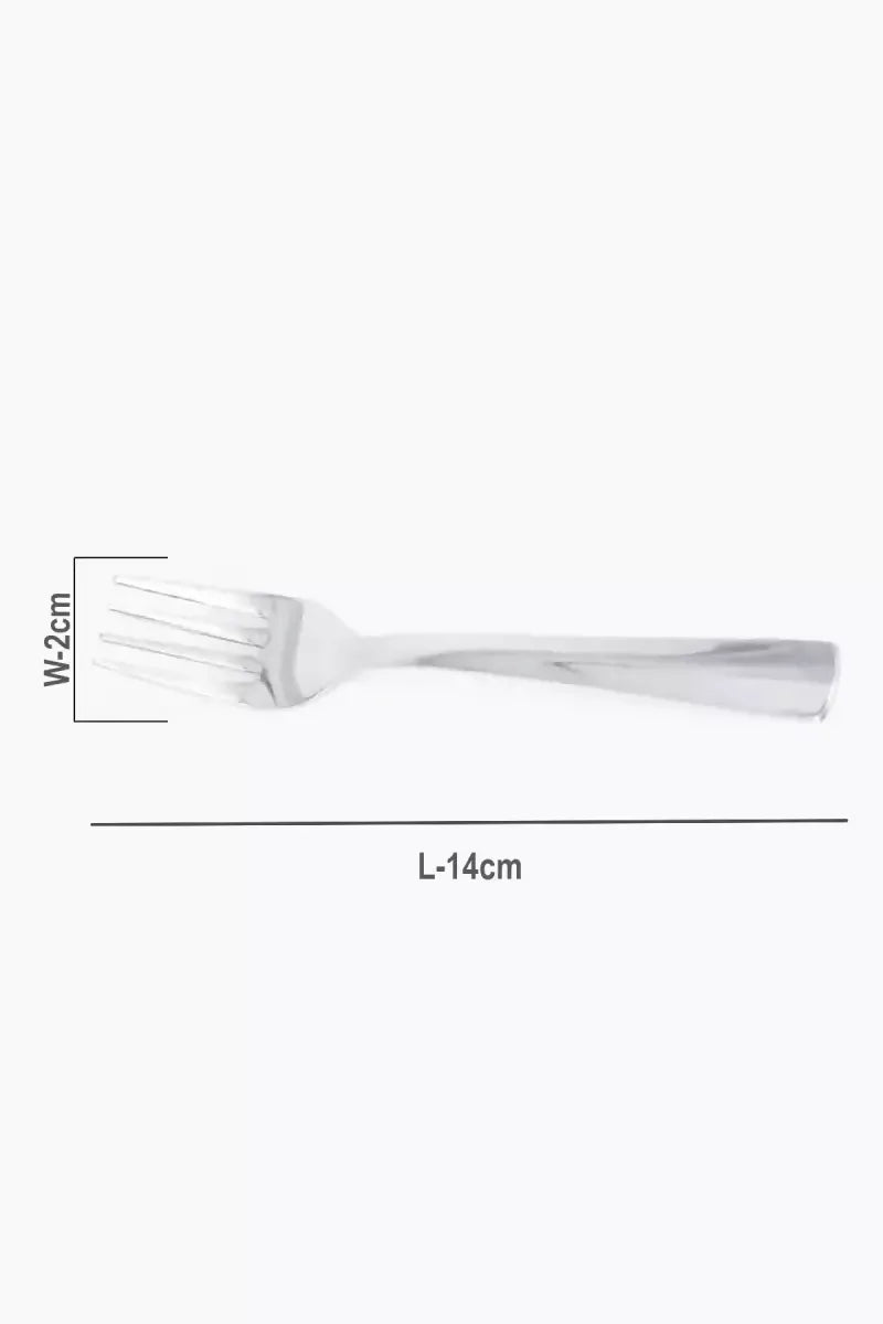 Prabha Stainless Steel Petal Plain Tea Fork Set - 14cm
