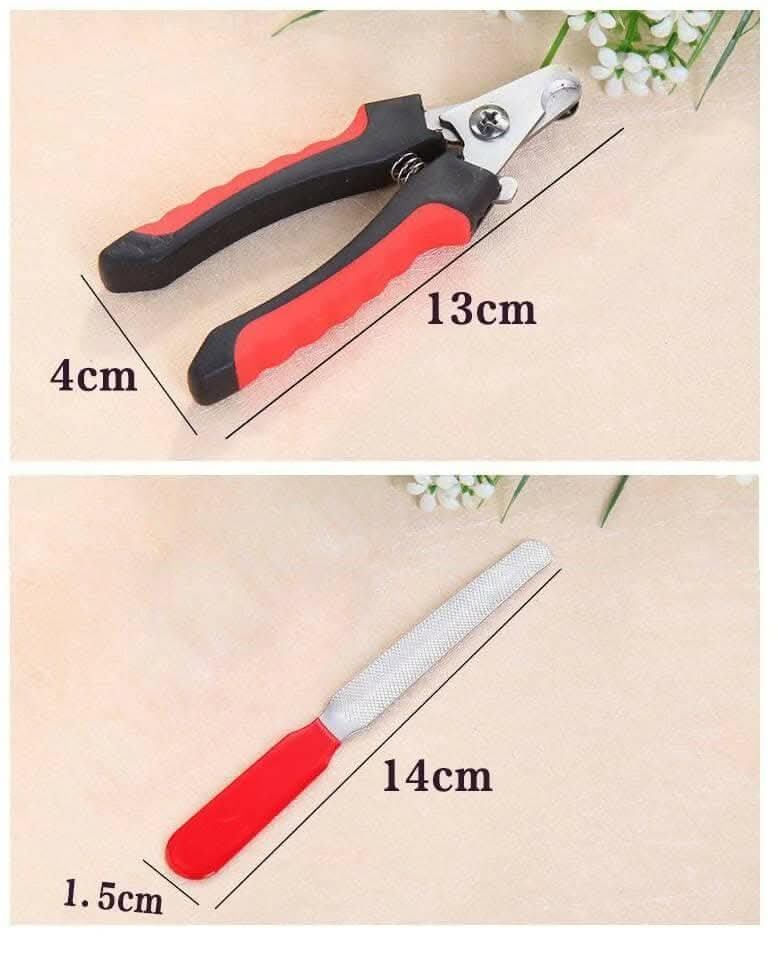 PetGains PGP Stainless Steel Cat and Dog Safety Nail Clippers (Red and Silver)
