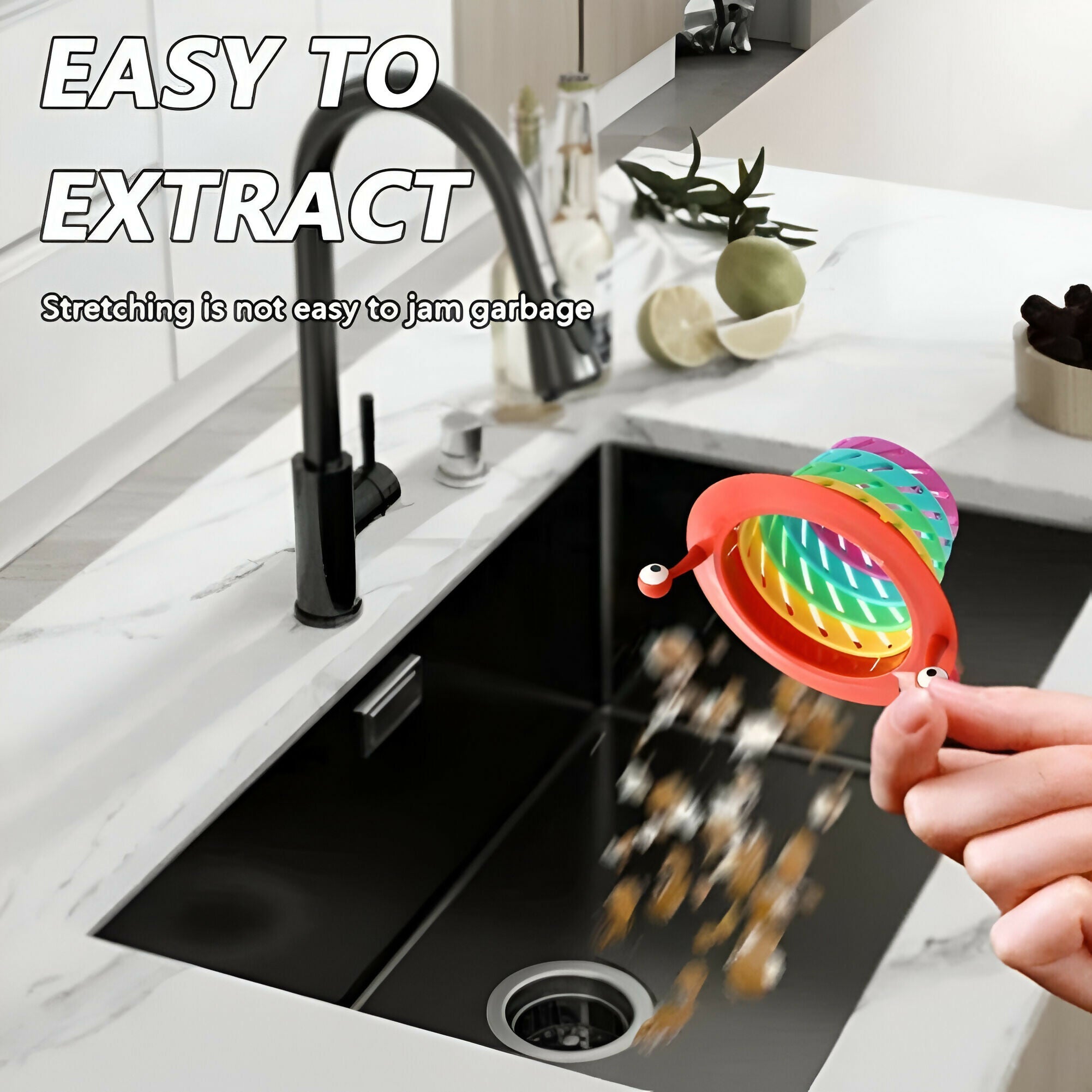 Foldable Rainbow Monster Sink Strainer – Fun & Adorable Kitchen Food Debris Catcher, Retractable Design for Easy Use