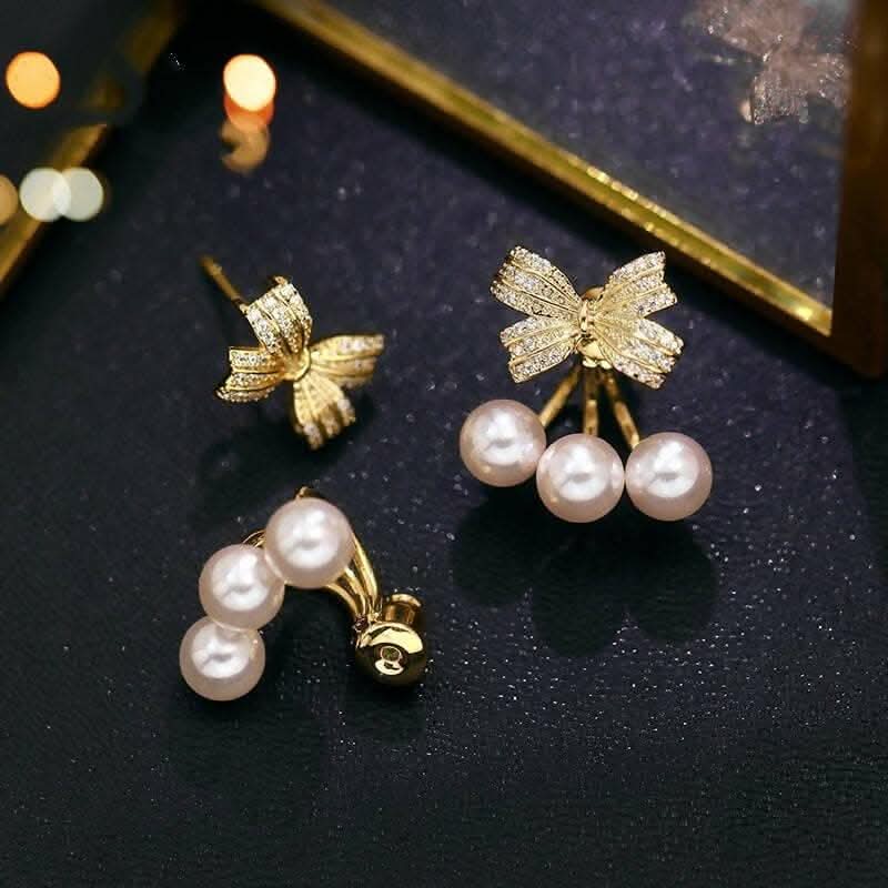 Pinapes Traditional White Pearl Earrings Beautiful Handcrafted Jhumka Set (Set of 2)