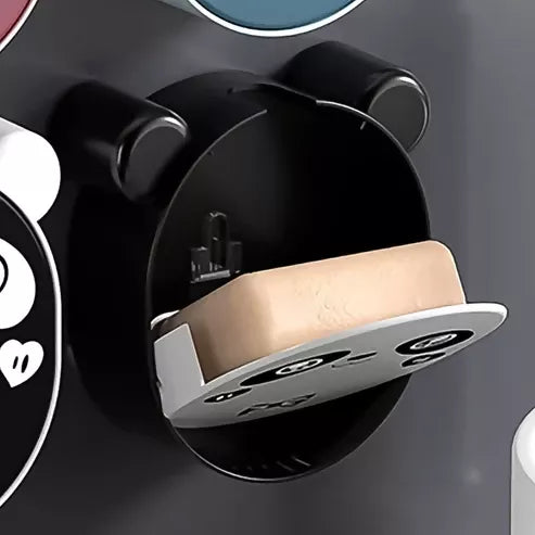 Plastic Cute Panda Soap Box Wall Mounted Flip-top Drain Soap Case (1 Pcs)
