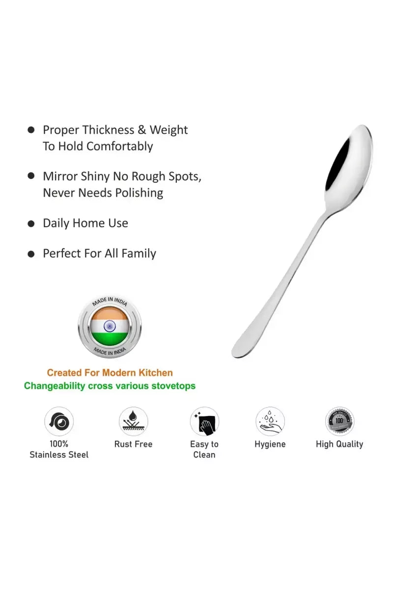 Prabha Stainless Steel Royal Tea Spoon Set - 14cm