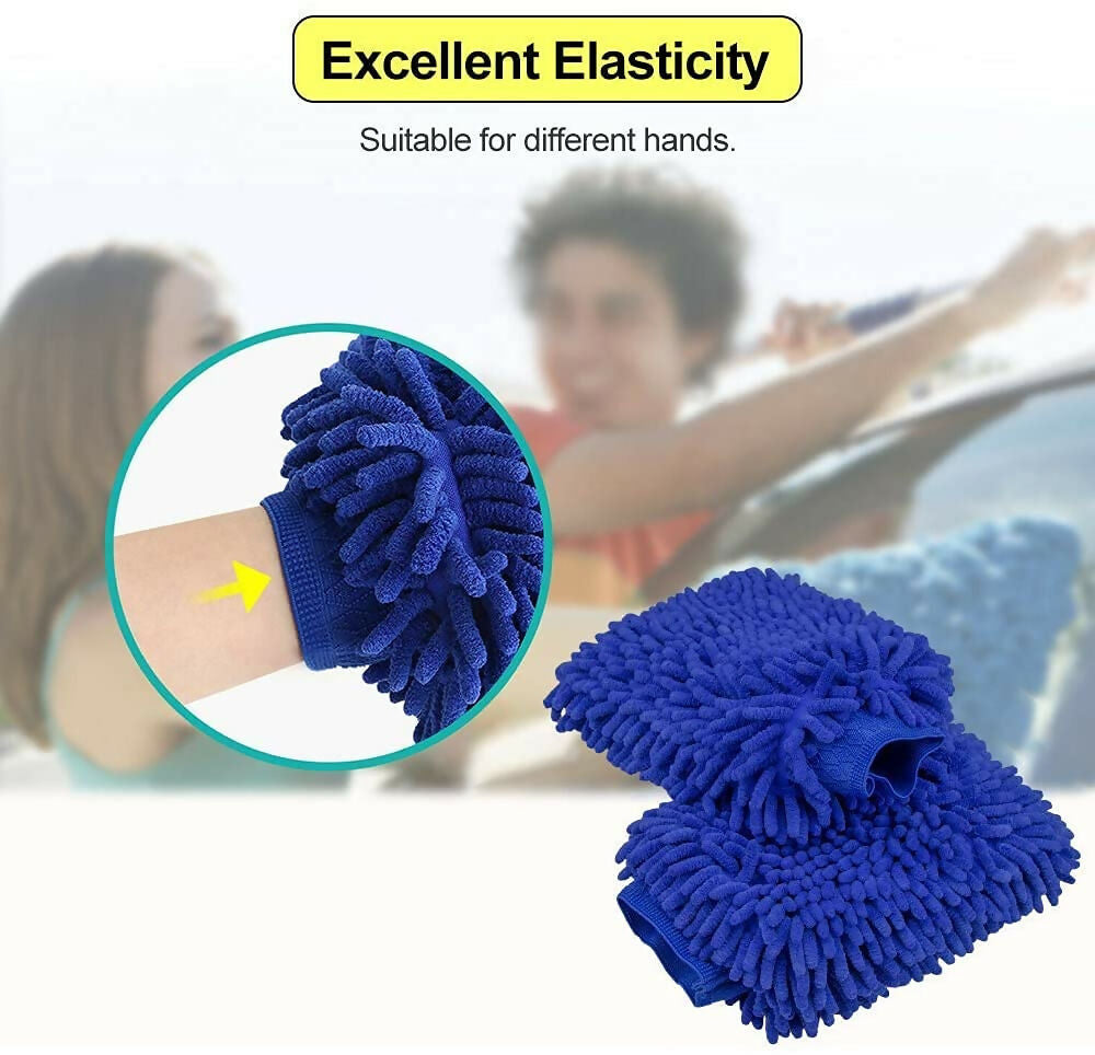 Microfiber Double Sided Dusting Cleaning Gloves Car (Random Color) Pack of 1