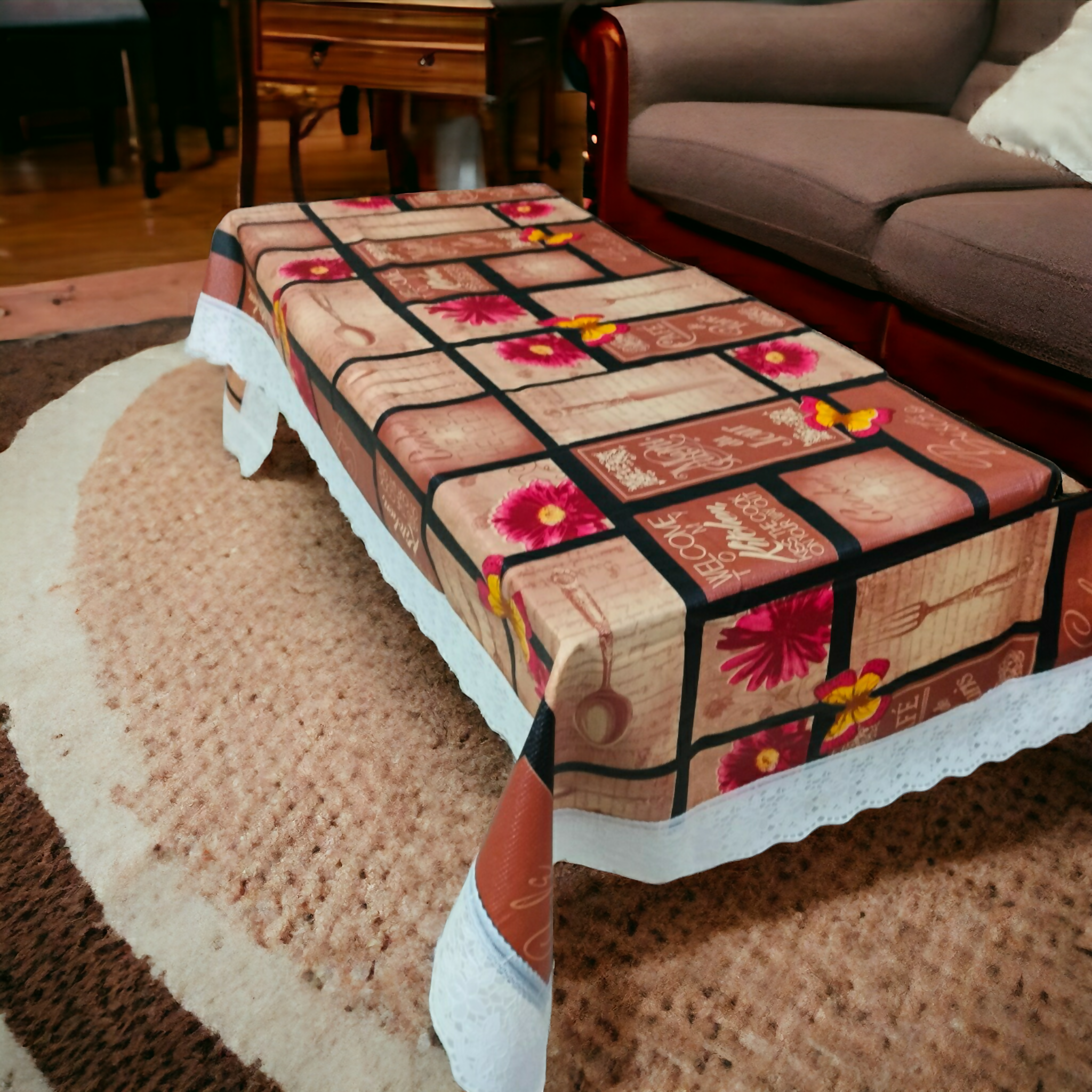 Mopak 3D Printed Table Cover with Lace (Brown)