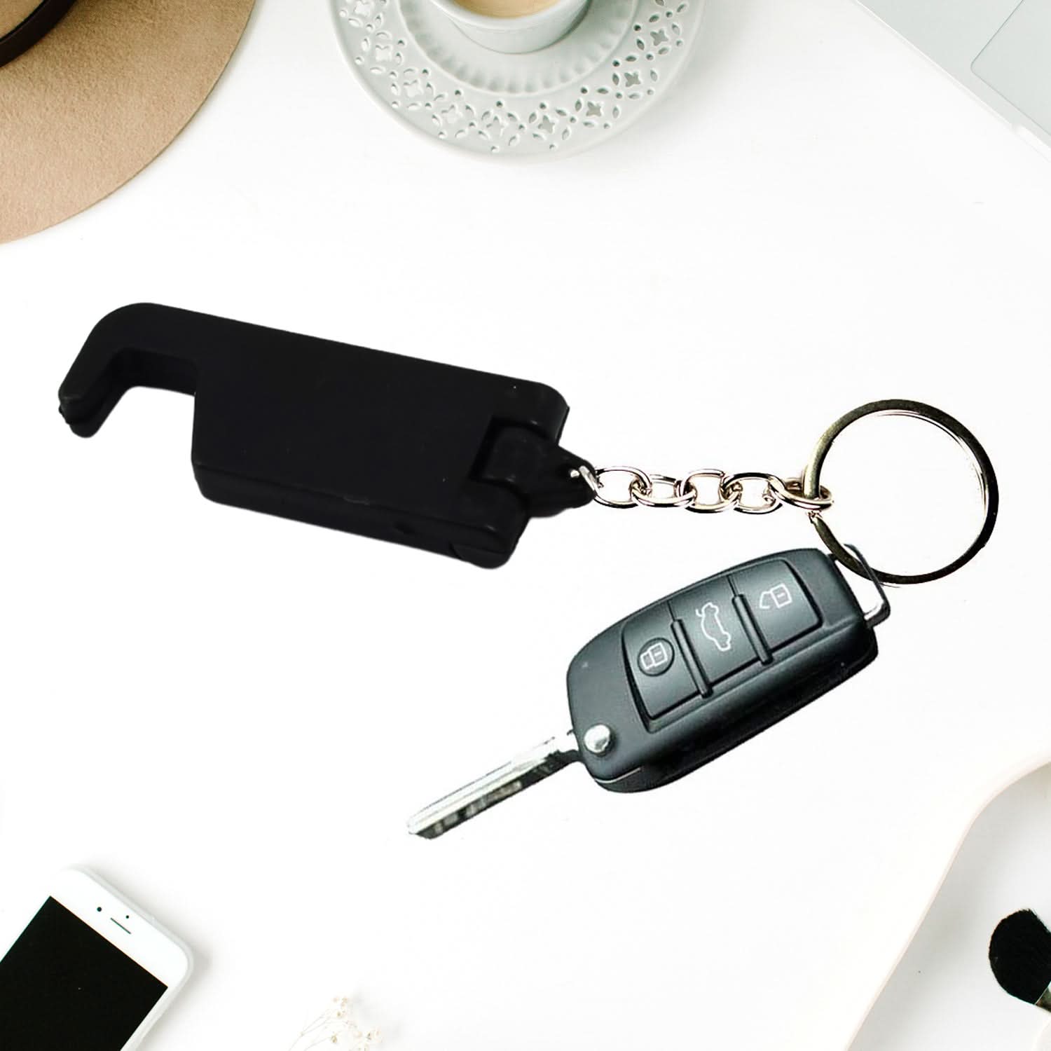 2-in-1 Plastic Keychain with Mobile Phone Stand & Cable Organizer  (100 Pcs Set )