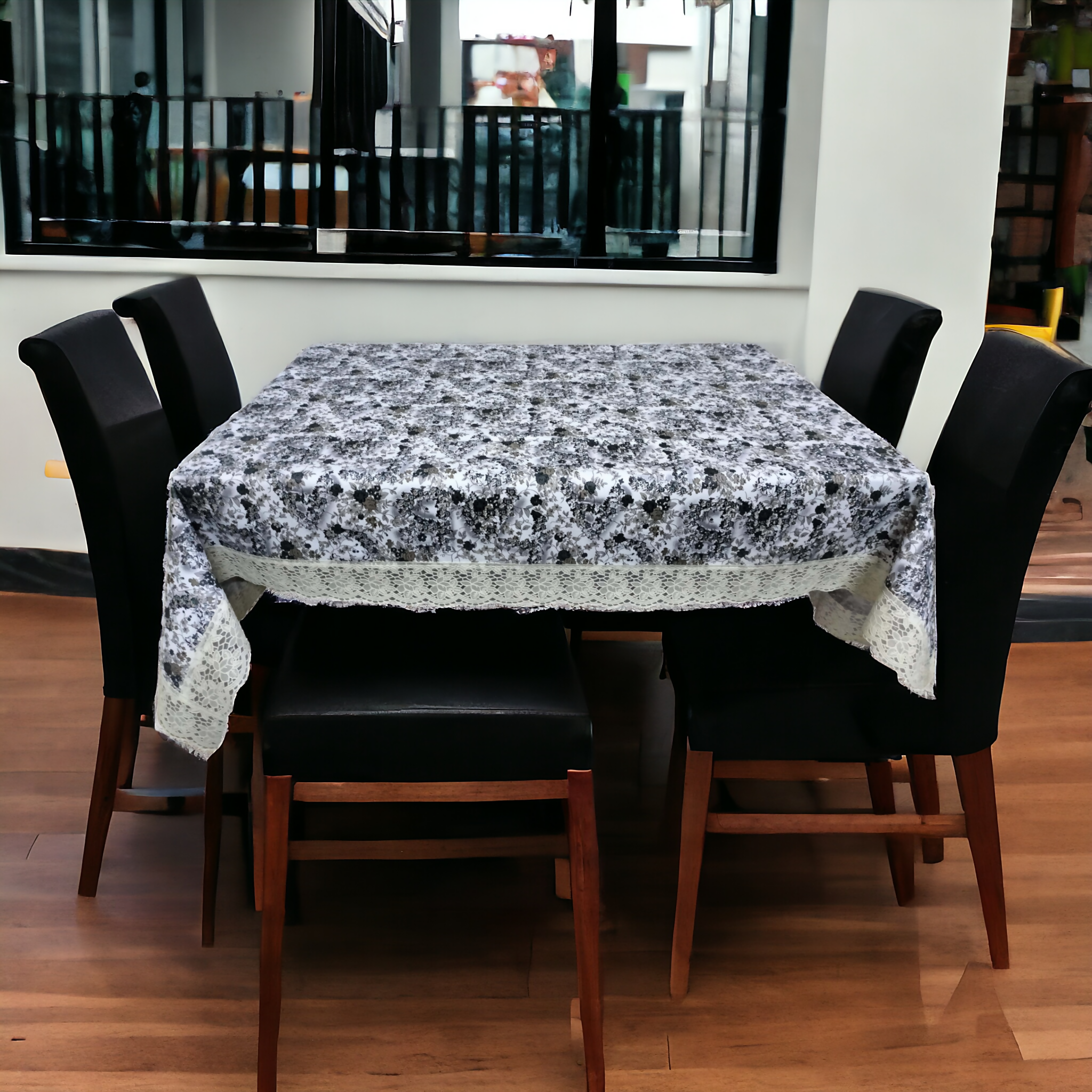 Mopak Decor 3D Printed Table Cover with Lace – Medium (40x60) for 4-Seater & Large (60x90) for 6-Seater – Rectangular Dining and Centre Table Cloth