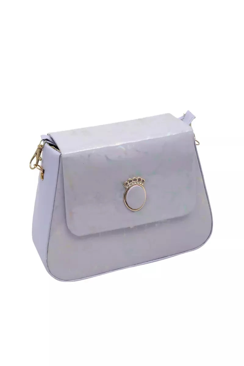 Marble printed Box Sling Bag for Girls - Lavender