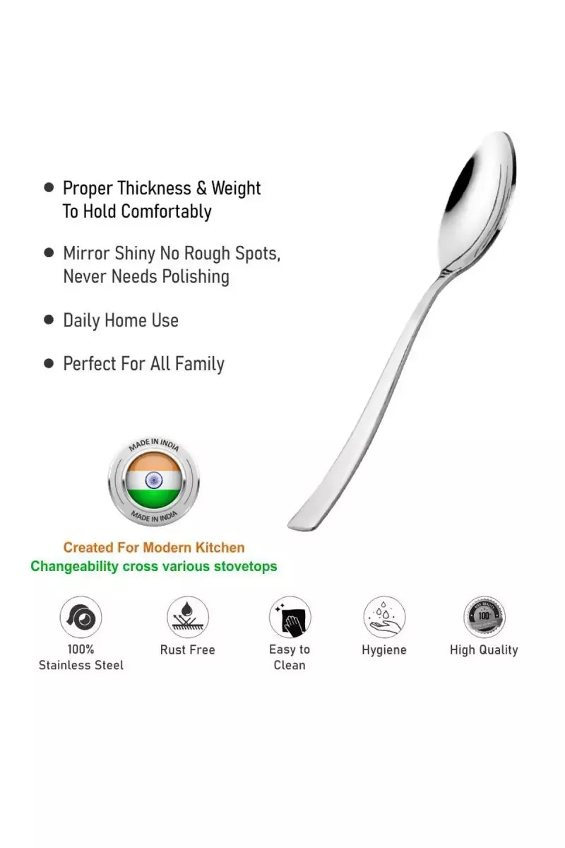 Prabha Stainless Steel Impress Tea Spoon Set - 14cm