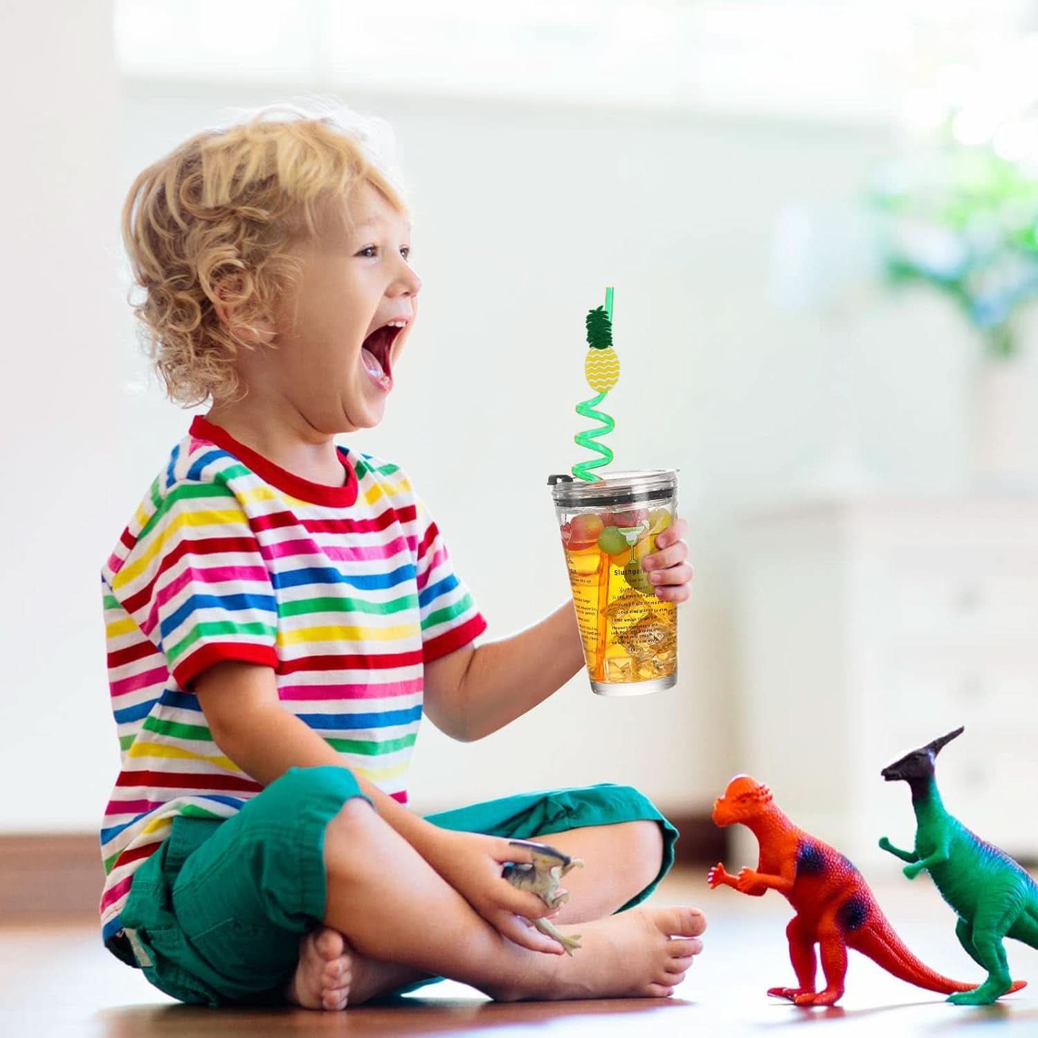 Reusable Plastic Straws for Kids – 12 Pcs Colorful Mix Set