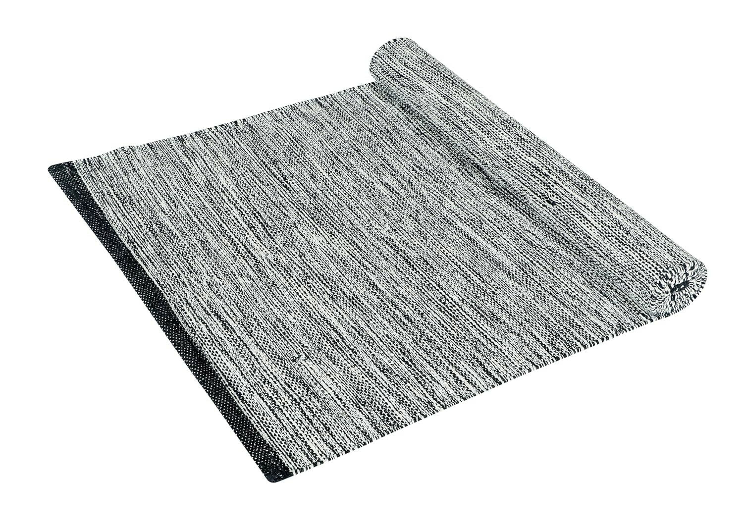AaHo Eco-Friendly Cotton Rug Reversible Runner for Home Decor (2x5 ft) - black and white