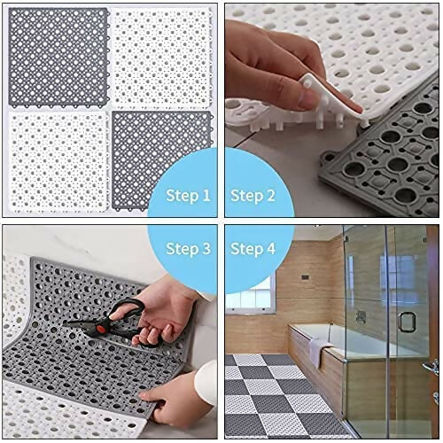 Anti-Slip Interlocking Bathroom Floor Mat Tiles – Water-Resistant & Drainage Design (1 pcs)