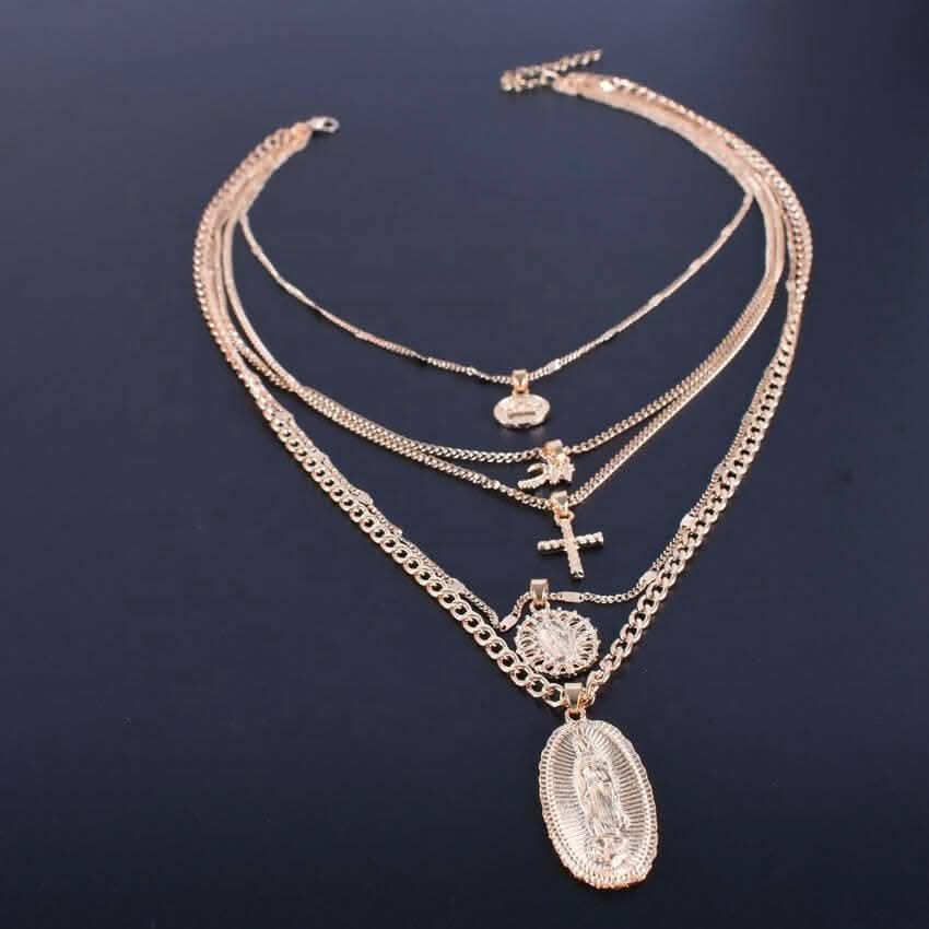 Latest Style Golden Western Multilayer Necklace Neck Chain