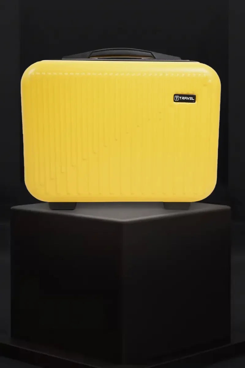 Premium Striped Hard Shell Travel Makeup Vanity Case( Yellow )