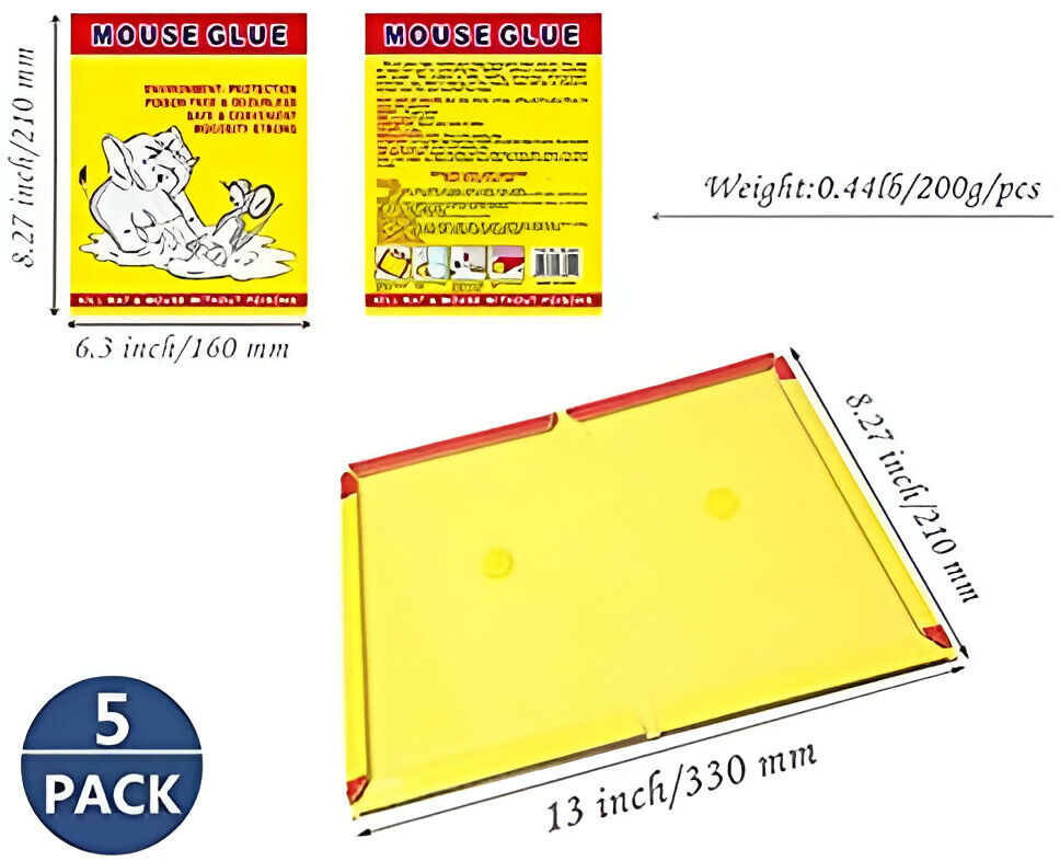 Sticky Glue Trap Pads for Rats, Mice, Lizards, and Rodents – Snap Trap (Pack of 5)