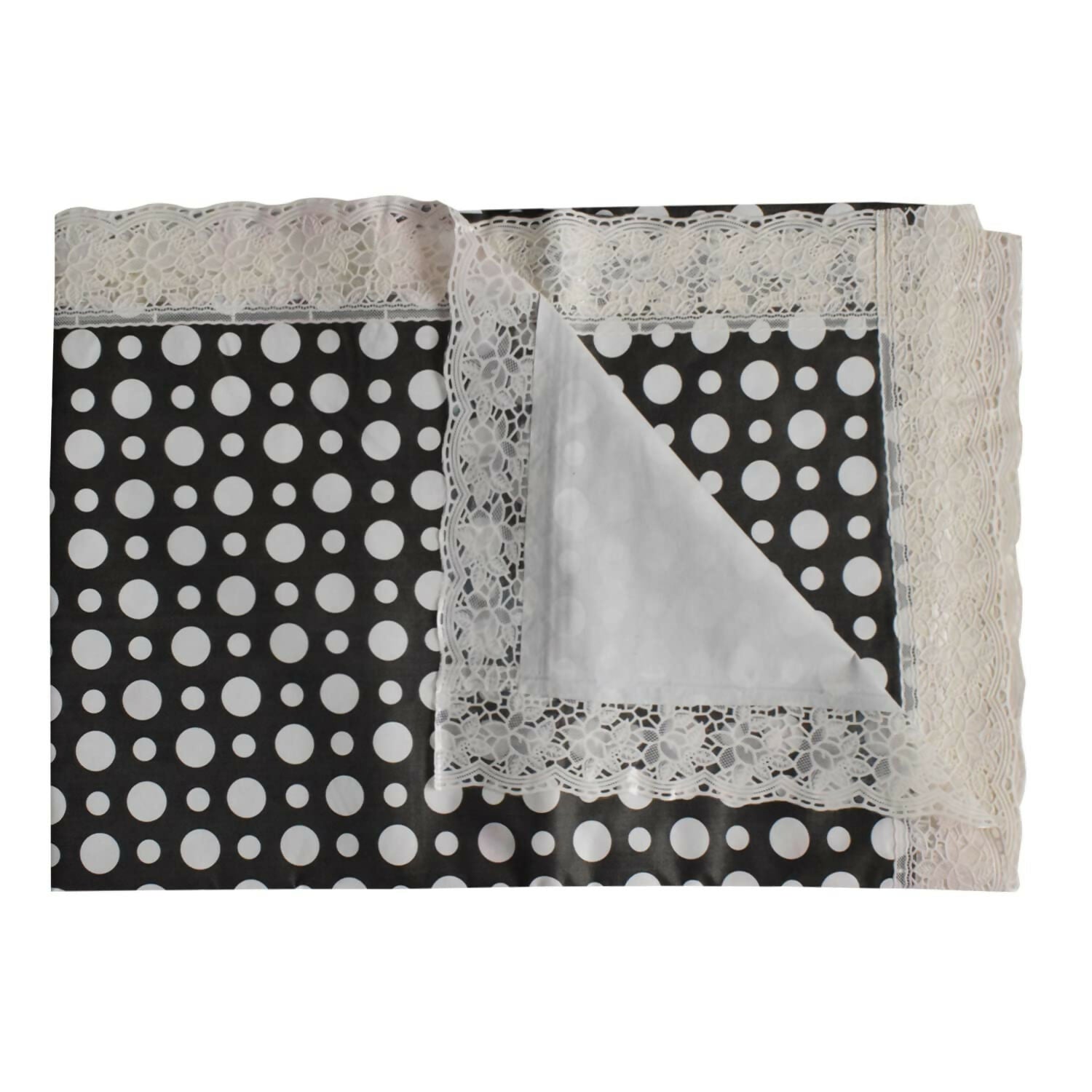 Modern Black Dot Embroidered Table Covers – Small & Large (40x60 & 60x90) Inches