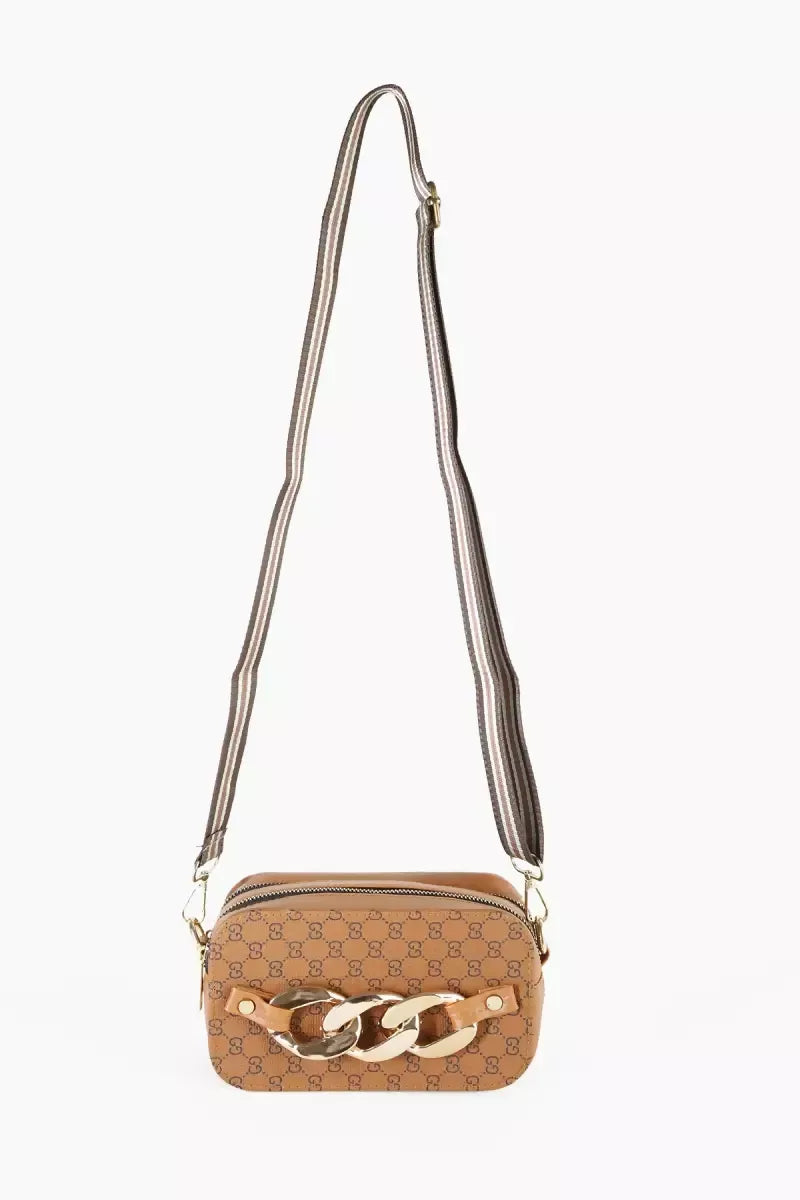 Printed Casual Sling Bag for Women - Brown