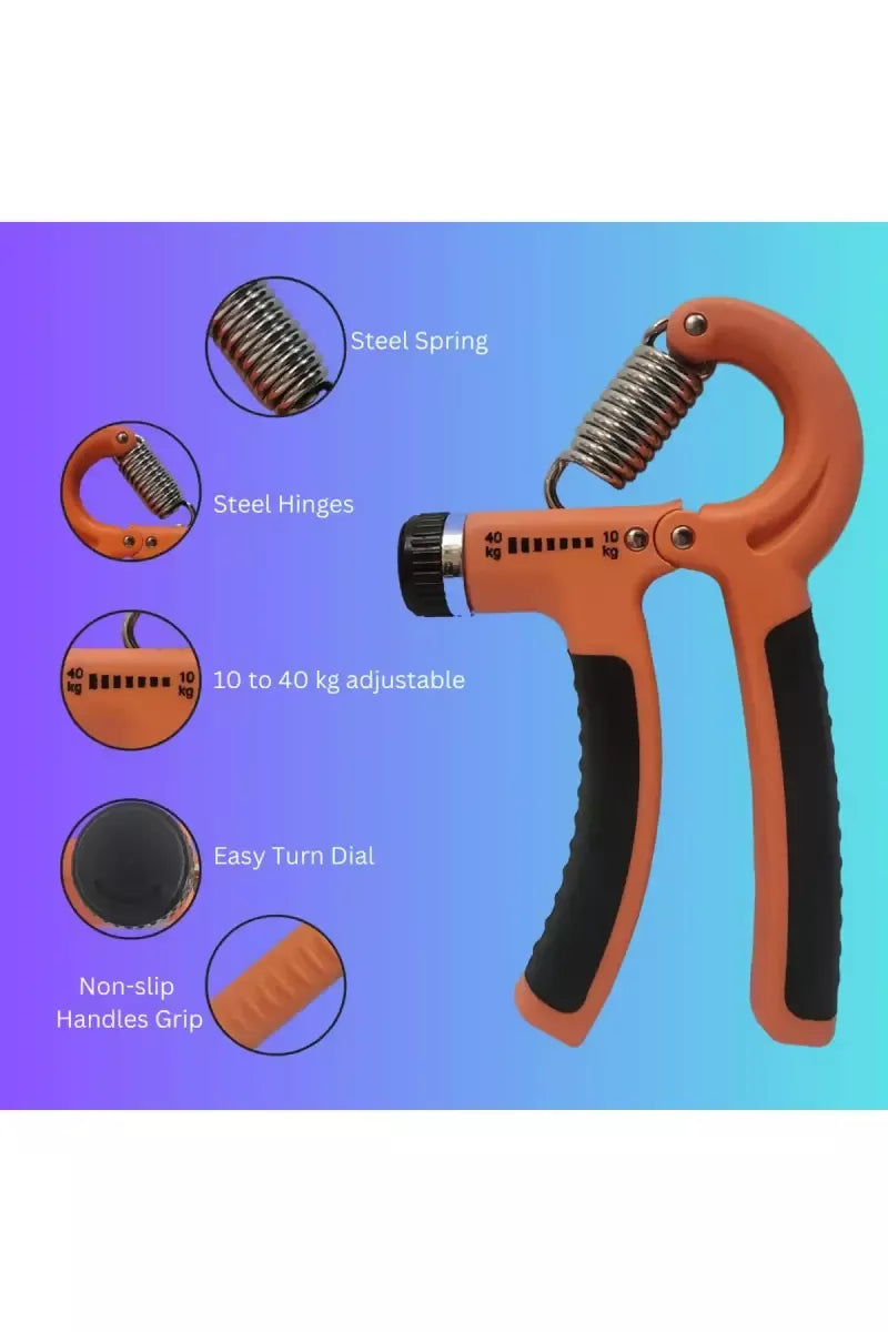 Hand Grip Workout Strengthener Forearm Exercise With Adjustable Grip (Orange)