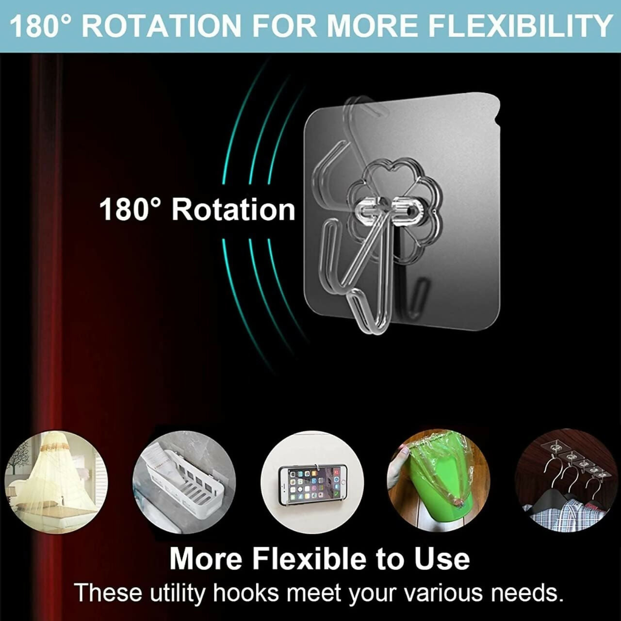 Adhesive Waterproof Wall Hooks (Pack of 10)