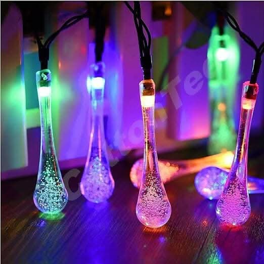 Multicolor Water Drop LED Bulbs String Ball Globe Lights (14 lights)