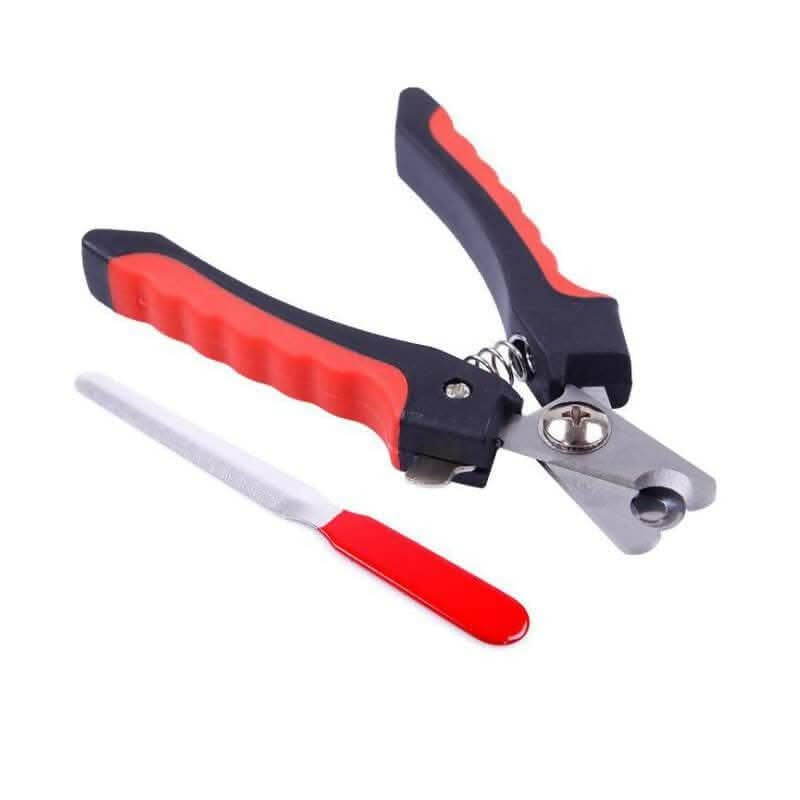 PetGains PGP Stainless Steel Cat and Dog Safety Nail Clippers (Red and Silver)