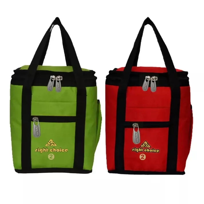 Right Choice Polyester Silk Multicolour Lunch Bag Combo (Pack of 2)