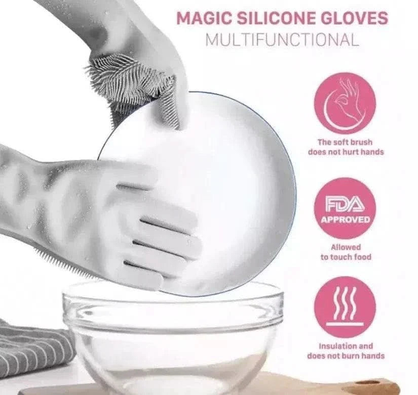 Multispace Silicone Hand Gloves For Dish Washing Bathroom Cleaning And Kitchen (Pack of 1 mix color)