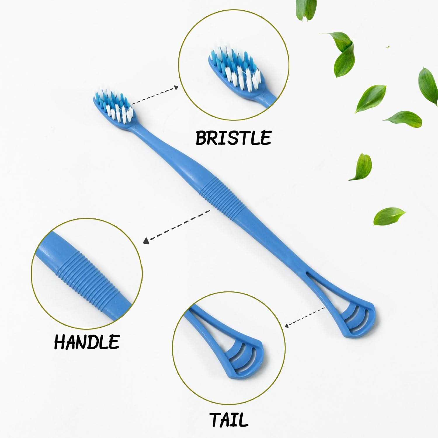 2-in-1 Soft Toothbrush with Tongue Scraper – Long Handle Oral Care Set (8 Pcs)