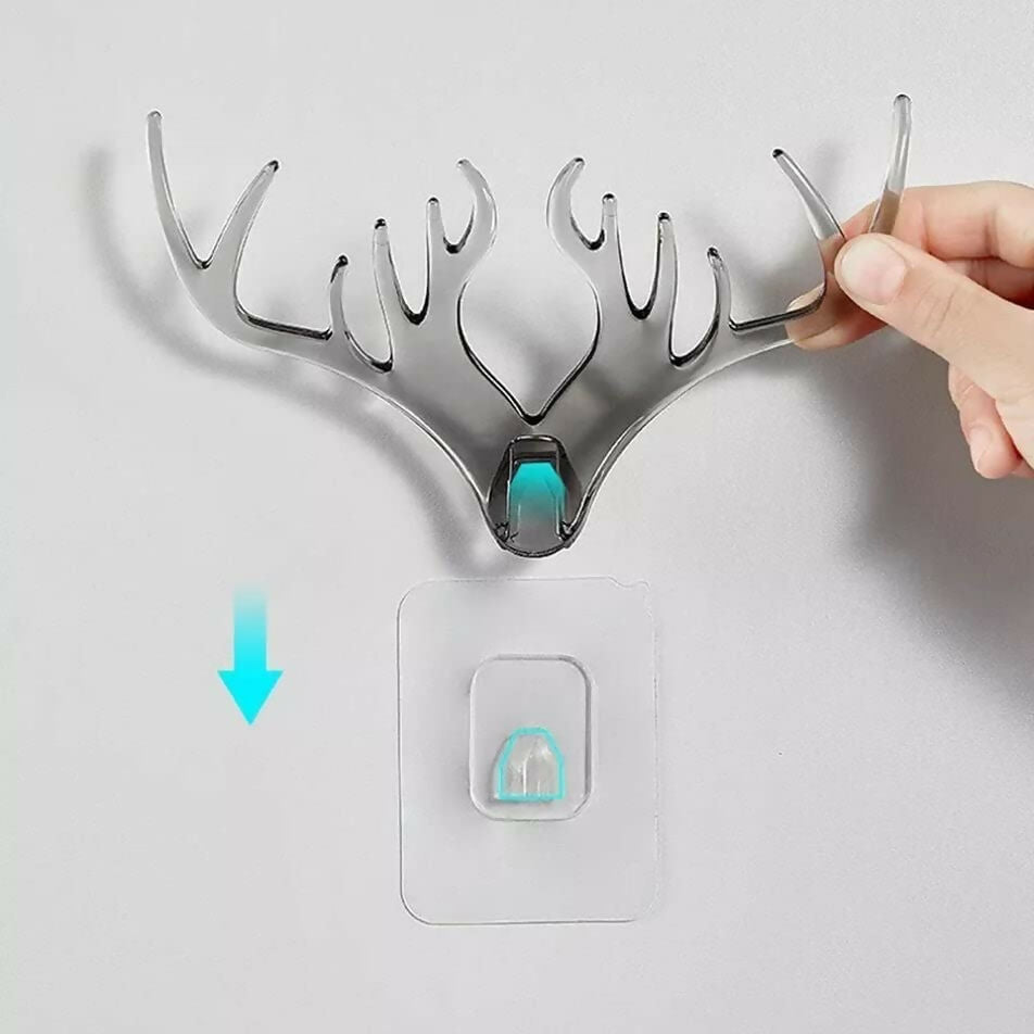 Rustic Deer Antler Double-Ended Wall Hook – Sturdy Coat & Hat Hanger (Random Colour)