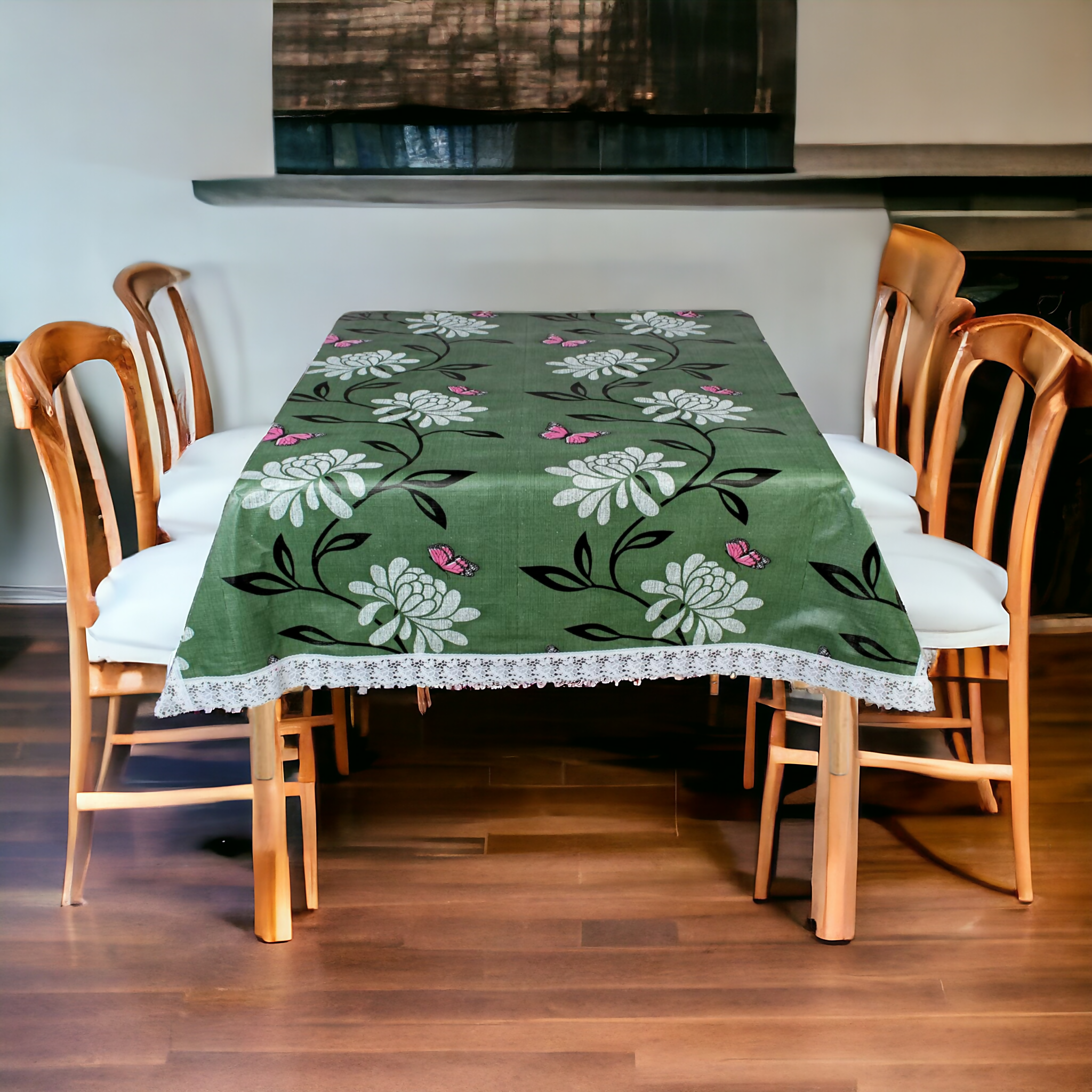 Mopak Decor 3D Printed Table Cover with Lace – Medium (40x60) for 4-Seater & Large (60x90) for 6-Seater – Rectangular Dining and Centre Table Cloth